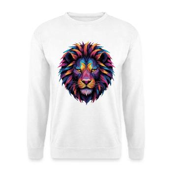 Löwe Löwenkopf geometrisch Geometrie bunt Geschenk - Unisex Pullover - Weiß - Vorne