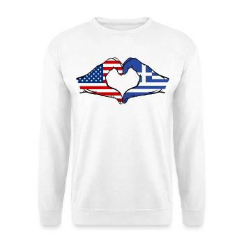 États-Unis Grèce Drapeau Mains Coeur Forme - Sweat-shirt Unisexe - blanc - Devant
