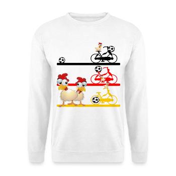 FUßBALL HÜHNER FAHRRAD DEUTSCHLAND - Unisex Pullover - Weiß - Vorne