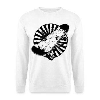 Skateboard Zeichnung - Unisex Pullover - Weiß - Vorne