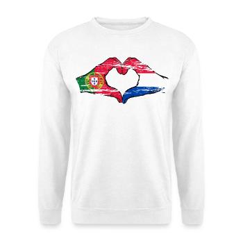 Portugal Hollande Drapeau Mains Coeur Forme Utilisé - Sweat-shirt Unisexe - blanc - Devant