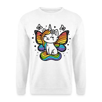 Geflügelte Einhornkatze (bunt) - Unisex Pullover - Weiß - Vorne