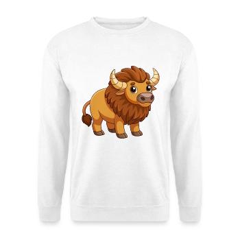 Bison Cute Mascot Cartoon Character Kawaii - Unisex Sweatshirt - white - Front