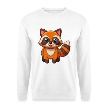 Waschbär Niedliches Maskottchen Zeichentrickfigur Kawaii - Unisex Pullover - Weiß - Vorne - Alina (178cm) & Michal (187cm)