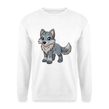 Wolf Cute Mascot Cartoon Character Kawaii - Unisex Sweatshirt - white - Front