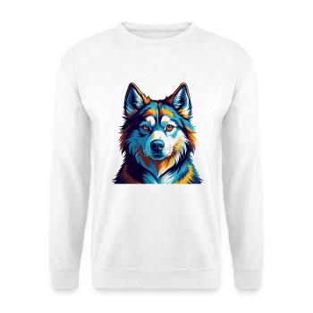 Alaskan Husky Dog Breed Colorful Cartoon Kawaii - Unisex Sweatshirt - white - Front