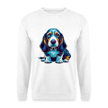 Blue Gascony Basset Dog Breed Cartoon Kawaii - Unisex Sweatshirt - white - Front