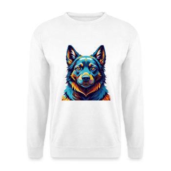 Black Norwegian Elkhound Dog Breed Cartoon Kawaii - Unisex Sweatshirt - white - Front