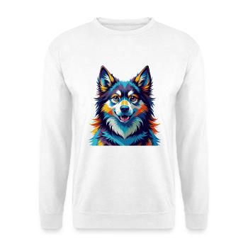 Finnish Lapphund Dog Breed Colorful Cartoon Kawaii - Unisex Sweatshirt - white - Front