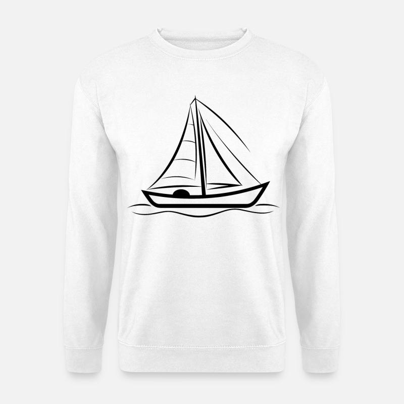 Segelboot Zeichnung - Unisex Pullover - Weiß