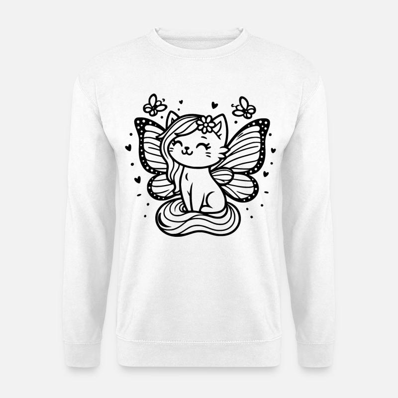 Winged Cat (black) - Unisex Sweatshirt - white