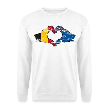 Belgium Australia Flag Heart shape used - Unisex Sweatshirt - white - Front
