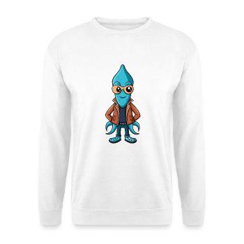 Squid Funny Cartoon Kawaii Jacket Sunglasses - Unisex Sweatshirt - white - Front
