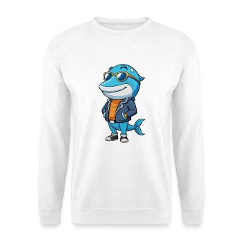 Wal Lustige Cartoon Kawaii Jacke Sonnenbrille - Unisex Pullover - Weiß - Vorne
