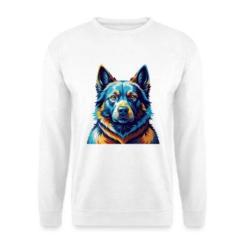 Black Norwegian Elkhound Dog Breed Cartoon Kawaii - Unisex Sweatshirt - white - Front