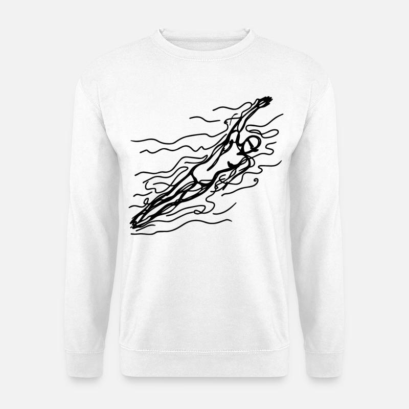 Schwimmer Skizze - Unisex Pullover - Weiß