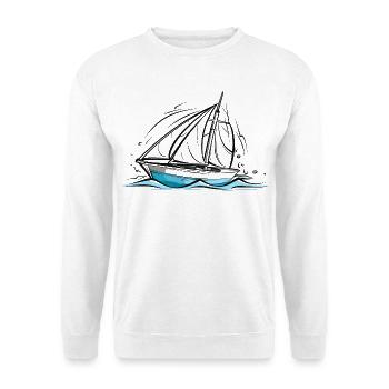 Segelboot Zeichnung - Unisex Pullover - Weiß - Vorne