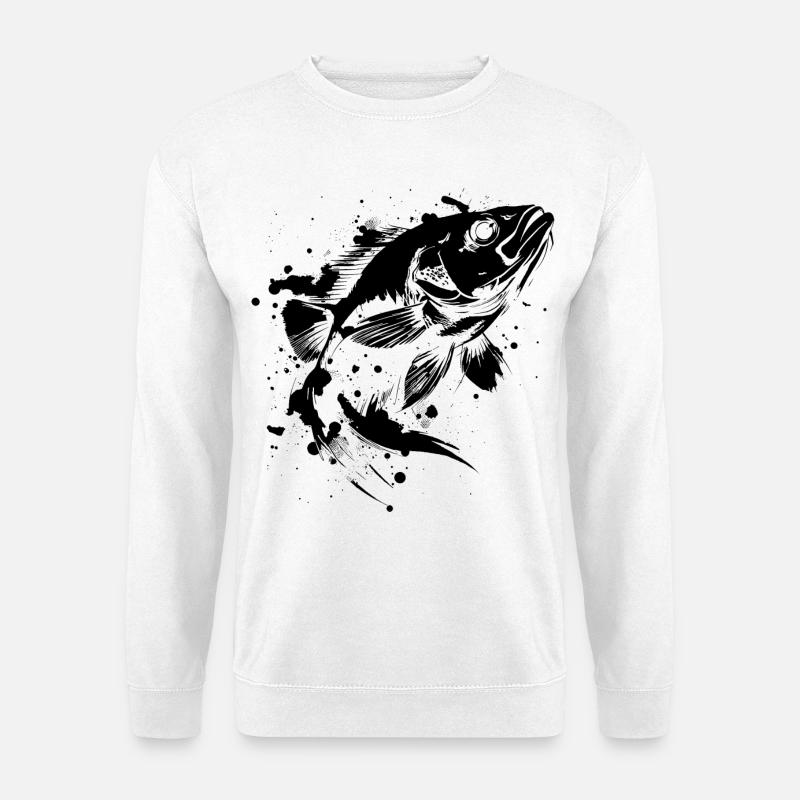 Retro Fisch - Unisex Pullover - Weiß