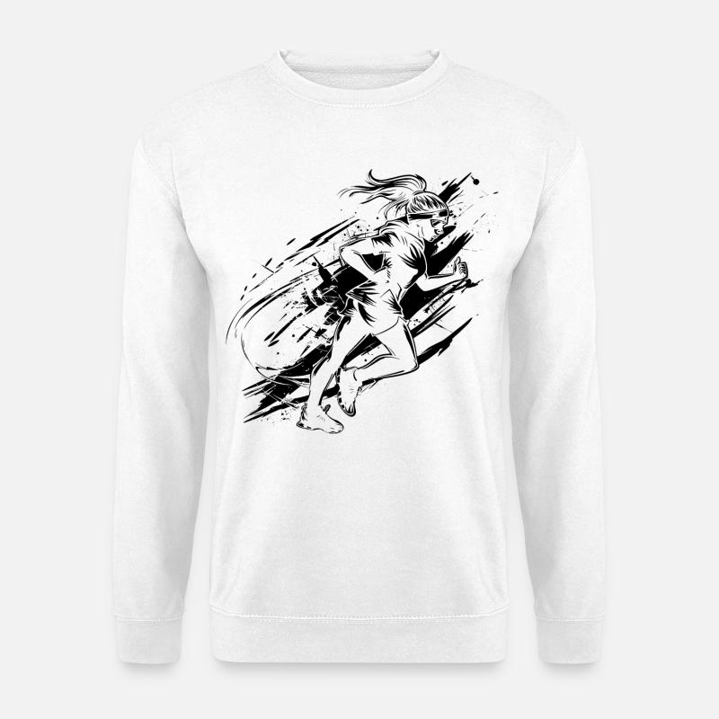 Läuferin Zeichnung - Unisex Pullover - Weiß