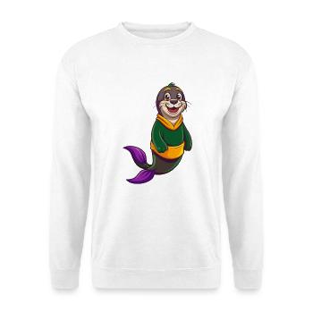 Siegel Lustige Kawaii Cartoon Figur Clipart - Unisex Pullover - Weiß - Vorne