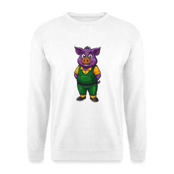 Schwein Lustige Kawaii Cartoon Figur Clipart - Unisex Pullover - Weiß - Vorne