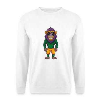 Babouin Drôle Kawaii Dessin animé Personnage Clipart - Sweat-shirt Unisexe - blanc - Devant