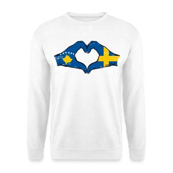 Kosovo Sweden flag hands heart shape used - Unisex Sweatshirt - white - Front