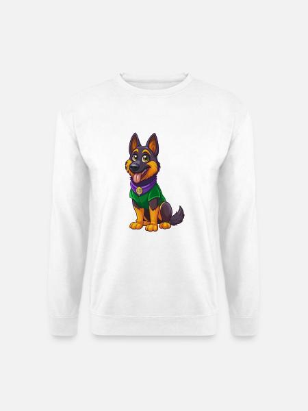 Deutscher Schäferhund Kawaii Zeichentrickfigur - Unisex Pullover - Weiß