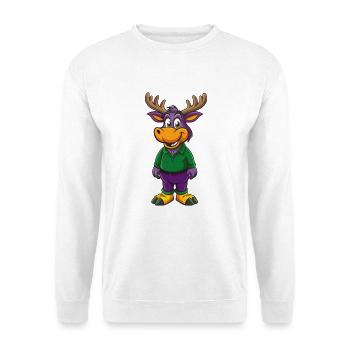Elch Lustige Kawaii Cartoon Figur Clipart - Unisex Pullover - Weiß - Vorne