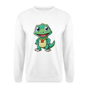 Monitor Eidechse Cartoon Figur Kawaii Clipart - Unisex Pullover - Weiß - Vorne