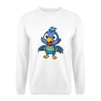 Krähe Niedliche Zeichentrickfigur Kawaii Clipart - Unisex Pullover - Weiß - Vorne - Alina (178cm) & Michal (187cm)