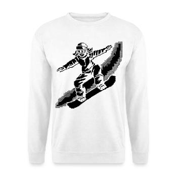 Snowboarder Pixel Art - Sweat-shirt Unisexe - blanc - Devant