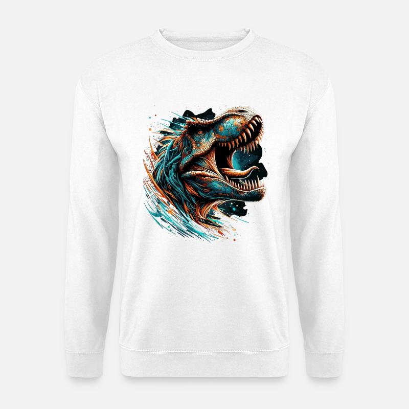 Roaring T-Rex Dinosaur Gift - Unisex Sweatshirt - white