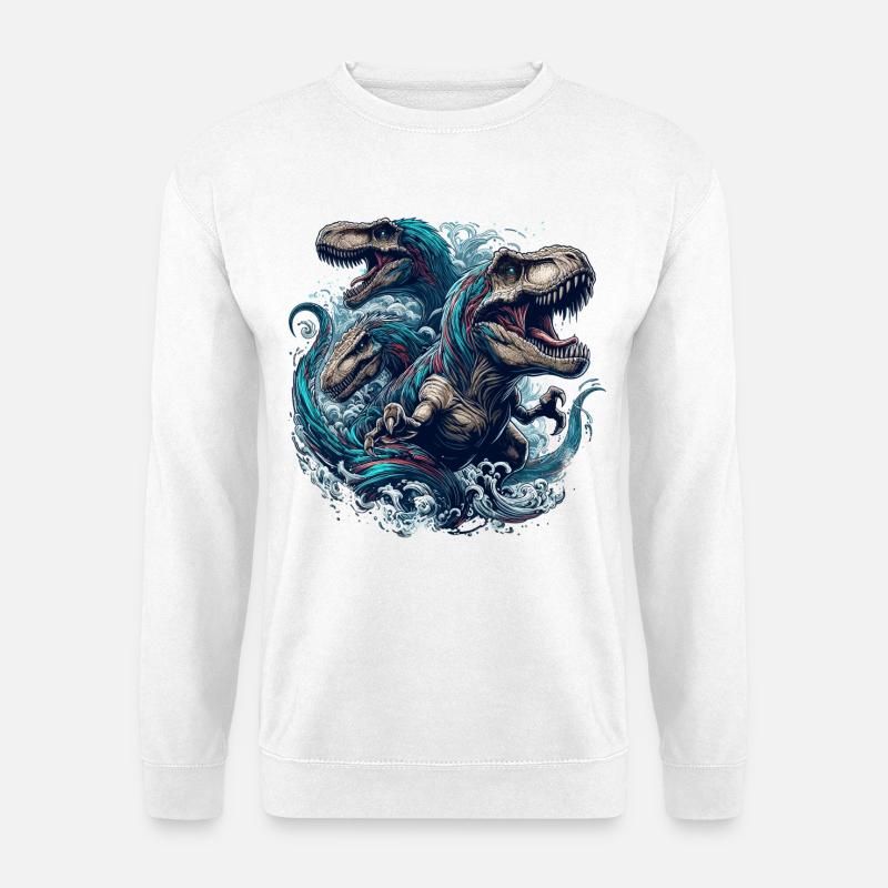 Brüllendes T-Rex Trio Dinosaurier Geschenk - Unisex Pullover - Weiß