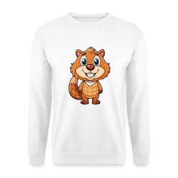 Beaver Cute Cartoon Character Kawaii Clipart - Unisex Sweatshirt - white - Front
