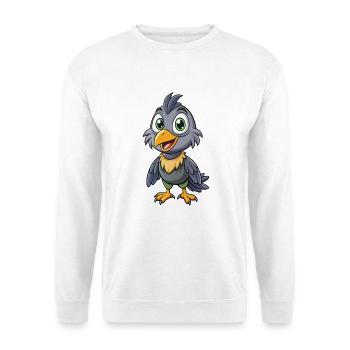 Krähe Niedliche Zeichentrickfigur Kawaii Clipart - Unisex Pullover - Weiß - Vorne - Alina (178cm) & Michal (187cm)