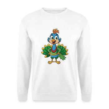 Peacock Cute Cartoon Character Kawaii Clipart - Unisex Sweatshirt - white - Front