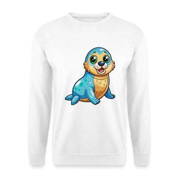 Siegel Niedliche Zeichentrickfigur Kawaii Clipart - Unisex Pullover - Weiß - Vorne
