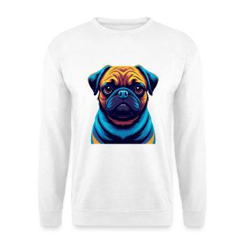 Mops Hund Bunte Kawaii Cartoon Figur Clipart - Unisex Pullover - Weiß - Vorne