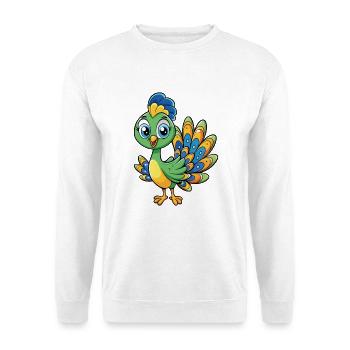 Peacock Cute Cartoon Character Kawaii Clipart - Unisex Sweatshirt - white - Front