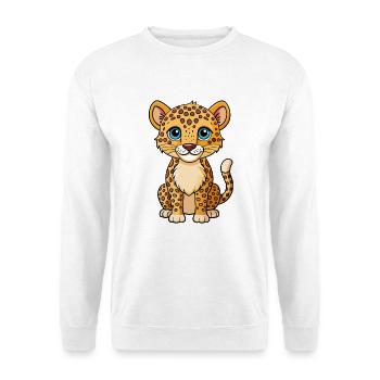 Léopard Mignon Personnage De Dessin Animé Kawaii Clipart - Sweat-shirt Unisexe - blanc - Devant