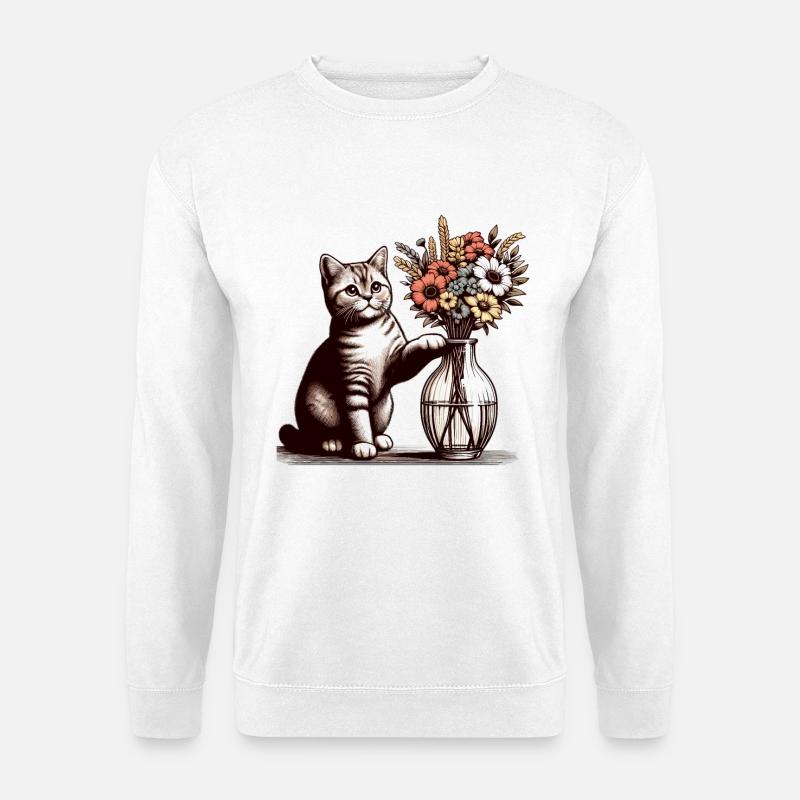 BKH Britisch Kurzhaar Katze Vase umkippen Geschenk - Unisex Pullover - Weiß