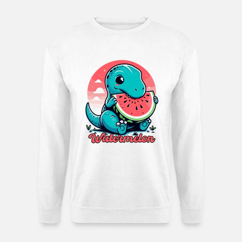 Süßer T-Rex Wassermelone Sommer Geschenk - Unisex Pullover - Weiß
