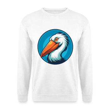 Pélican mignon drôle Kawaii dessin animé Animal Animal Logo - Sweat-shirt Unisexe - blanc - Devant