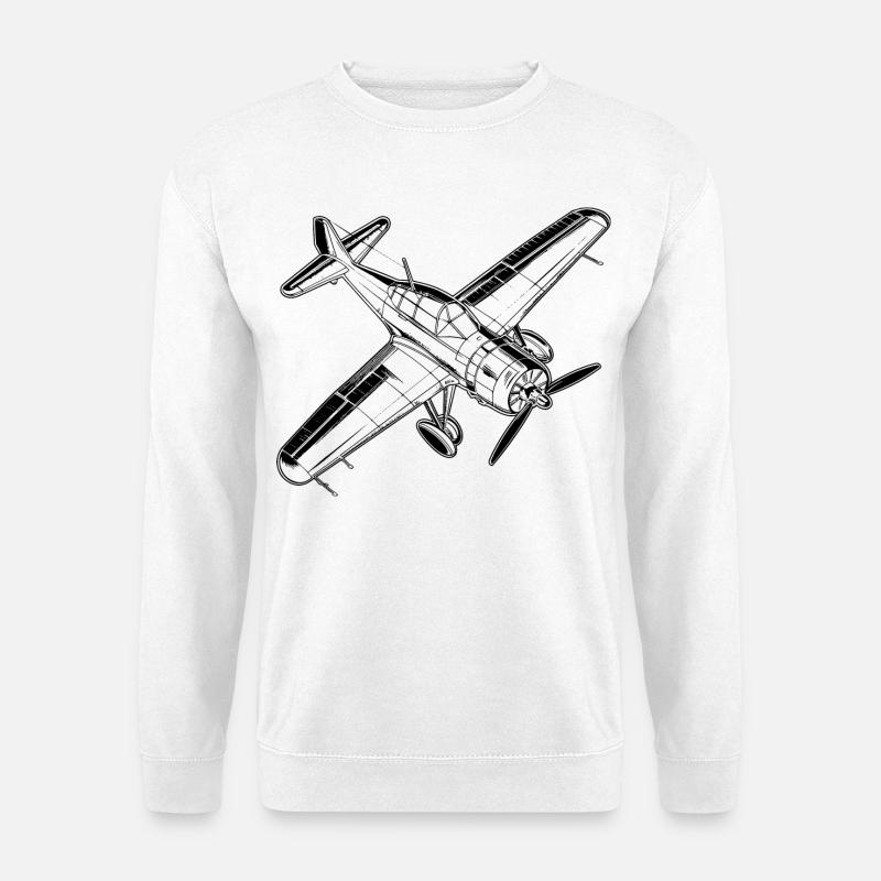 Propellerflugzeug Skizze - Unisex Pullover - Weiß