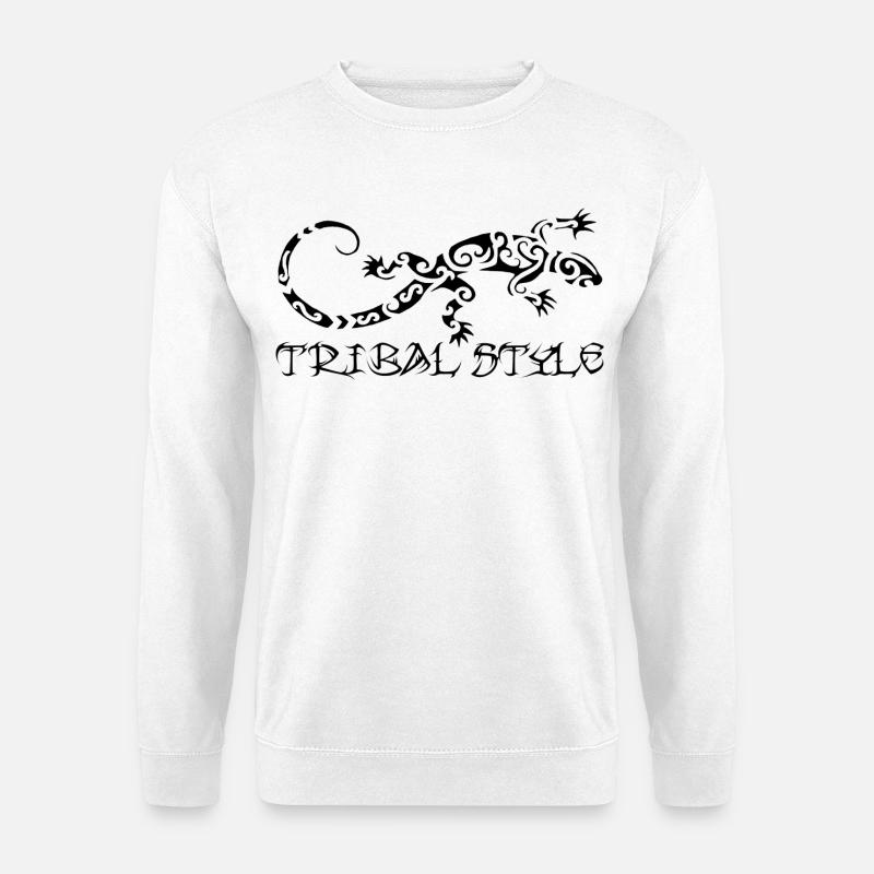 Polynesian black lizard - Unisex Sweatshirt - white