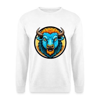 Bison Colorful Kawaii Cartoon Character Clipart - Unisex Sweatshirt - white - Front