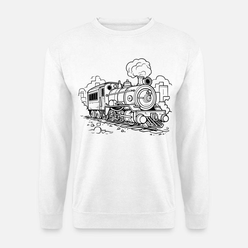 Lokomotive Zeichnung - Unisex Pullover - Weiß