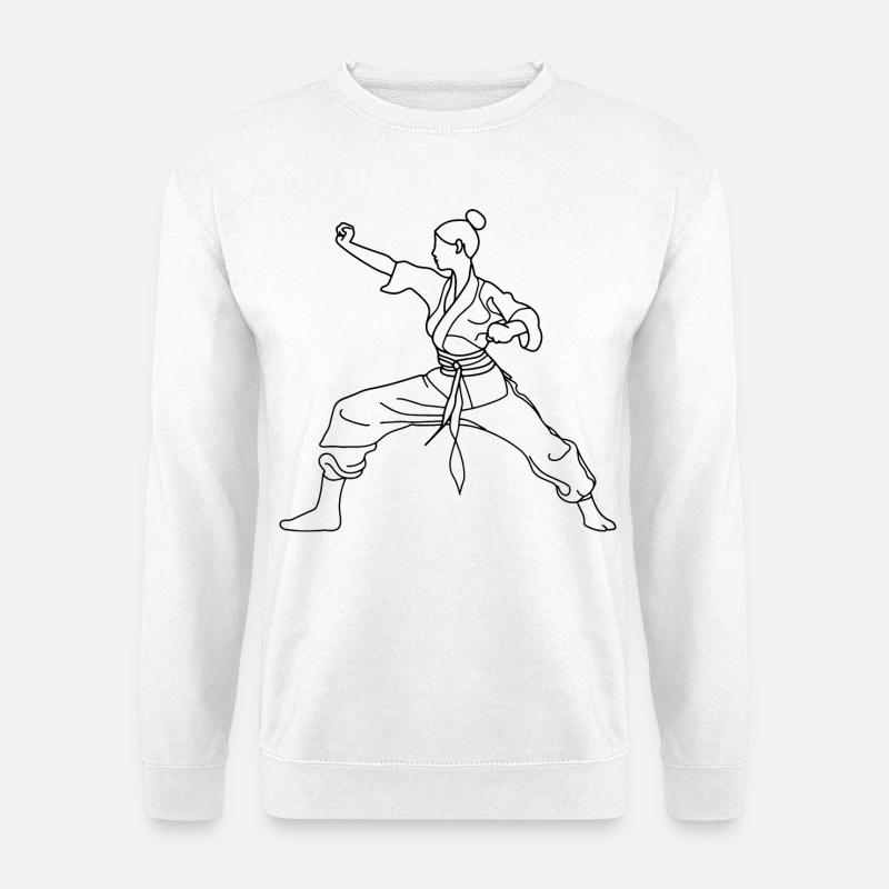 Karate Mädchen Line Art - Unisex Pullover - Weiß
