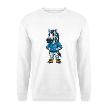 Zebra Cool Kawaii Cartoon Figur Clipart - Unisex Pullover - Weiß - Vorne